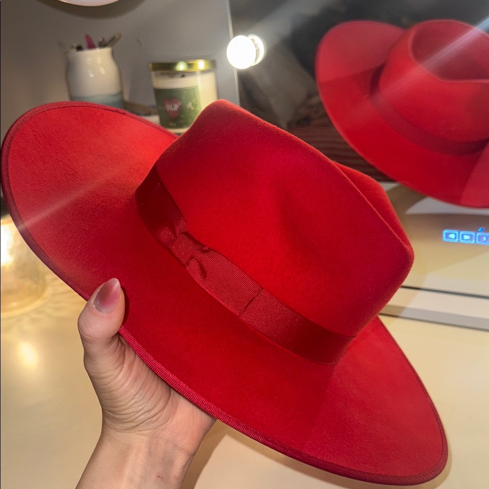 Lack of Color Vibrant Red Wide-Brim Hat